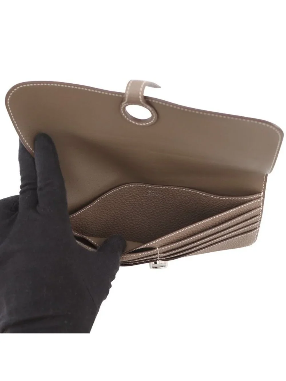 Hermes Wallet Dogon Long Etoupe Silver Togo